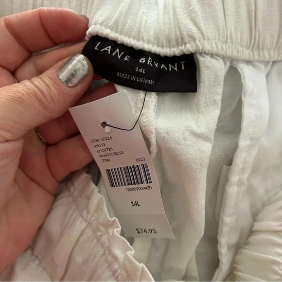 NWT Lane Bryant | Soft Linen Blend Wide Leg‎ Pant in White Cream Flowy Beachy 14 - Picture 8 of 12